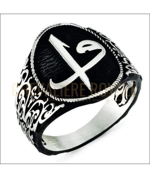 Chevalière homme argent black alphabet arabe la servitude store