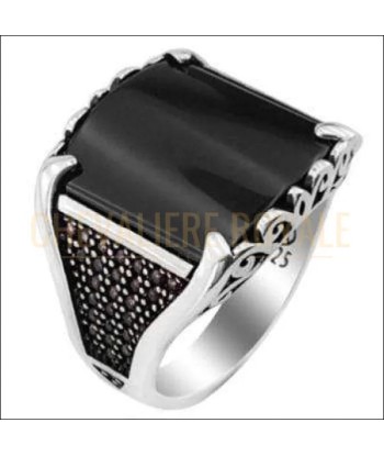 Chevalière homme argent zircon facettée design impressionnant Véritable concentré