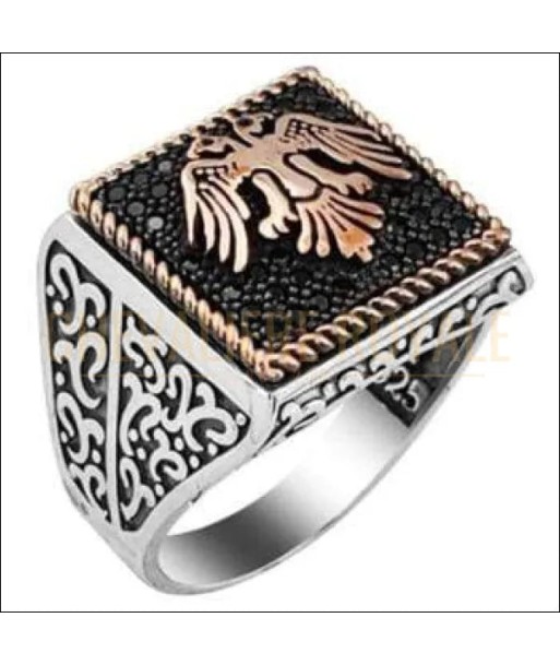 Chevalière homme argent style gothique mythique aigle bicéphale Par le système avancé 