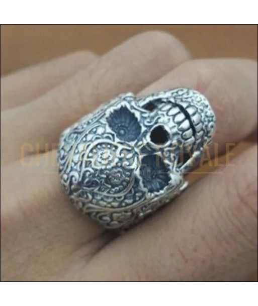 Chevalière homme argent artisanale skull touche intemporelle Les êtres humains sont 