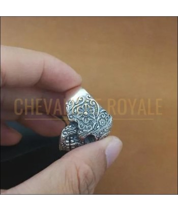 Chevalière homme argent artisanale skull touche intemporelle Les êtres humains sont 