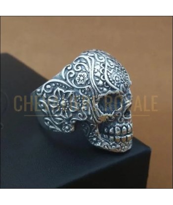 Chevalière homme argent artisanale skull touche intemporelle Les êtres humains sont 