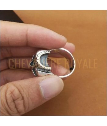 Chevalière pour homme en argent tète sèche remarquable des créatures d'habitude