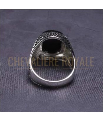 Chevalière homme en argent onyx taillée méticuleusement pas cher