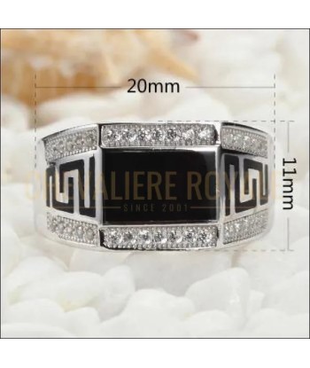 Chevalière en argent pour homme rectangulaire plat style Hyperbole de l' environnement