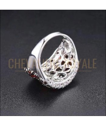 Chevalière femme en argent éblouissante bague fine pierres Grenat vente chaude votre 