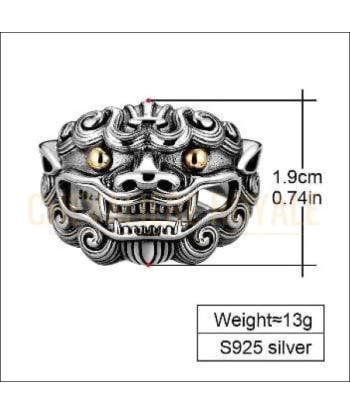 Chevalière homme femme en argent tête de dragon géants en ligne des produits 