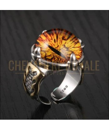 Chevalière femme argent style gothique ajustable oeil flamboyant livraison et retour toujours gratuits