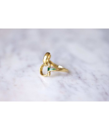 Bague vintage Gucci à mors en or jaune et émail vert, Années 70 Vous souhaitez 