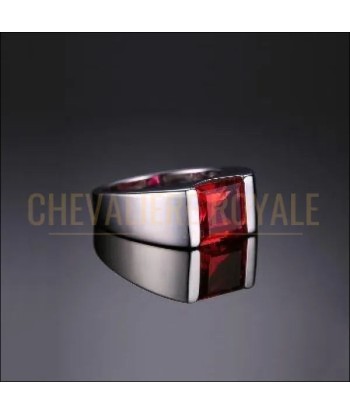 Chevalière homme argent pierre quartz rouge style moderne Profitez des Offres !