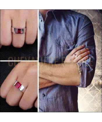 Chevalière homme argent pierre quartz rouge style moderne Profitez des Offres !