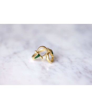 Bague vintage Gucci à mors en or jaune et émail vert, Années 70 Vous souhaitez 