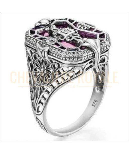 Chevalière femme en argent cristal rose synthétique transparent vous aussi creer 