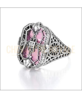 Chevalière femme en argent cristal rose synthétique transparent vous aussi creer 