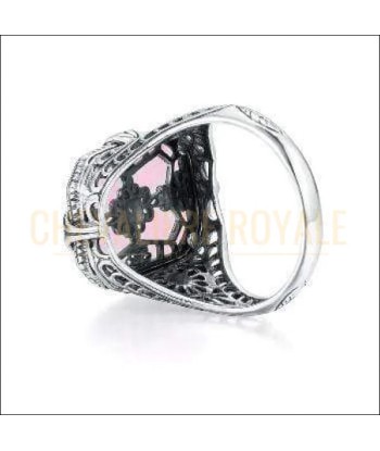 Chevalière femme en argent cristal rose synthétique transparent vous aussi creer 