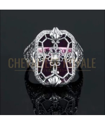 Chevalière femme en argent cristal rose synthétique transparent vous aussi creer 