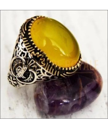 Chevalière homme artisanale argent pierre agate calligraphe ottoman plus qu'un jeu 