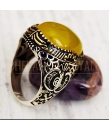 Chevalière homme artisanale argent pierre agate calligraphe ottoman plus qu'un jeu 