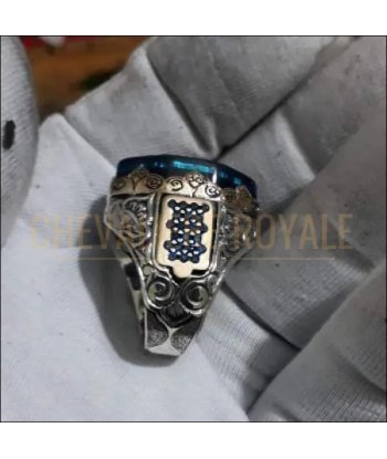 Chevalière homme artisanale argent pierre rare Sourate Ash-Sharh du meilleur 