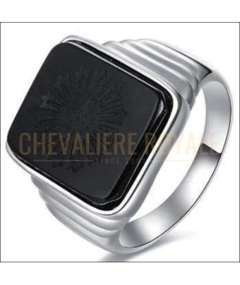 Chevalière pour homme en argent sublime pierre d'ONYX 20 mm commande en ligne