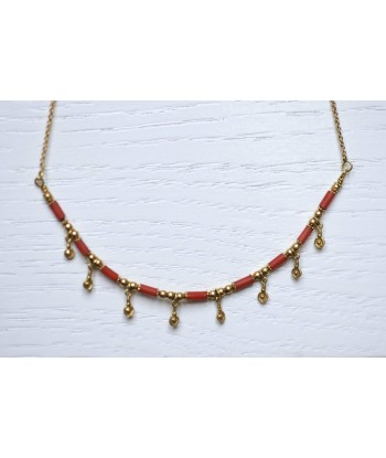 Collier vintage pampilles or et bâtonnets de corail les ctes