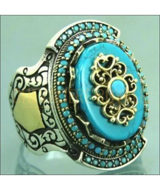 Chevalière homme artisanale argent pierre turquoise effet calmant en ligne