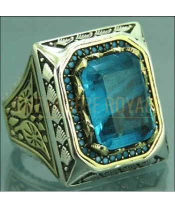 Chevalière homme argent artisanale pierre zircon micro turquoise prix pour 