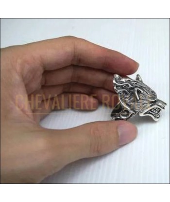 Chevalière homme artisanale en argent massif loup-garou féroce de la marque