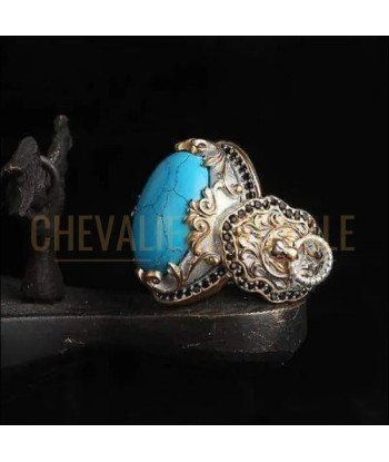 Chevalière homme argent avec pierre turquoise combinaison parfaite de la marque