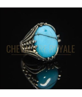 Chevalière homme argent avec pierre de jeunesse la turquoise acheter en ligne