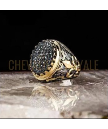 Chevalière homme argent artisanale fleur de lys plaquée OR 24ct en ligne