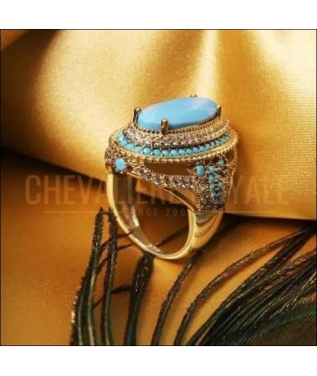 Chevalière femme argent turquoise conçue par des artisans joailliers acheter