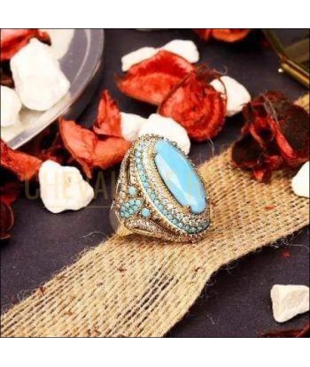 Chevalière femme argent turquoise conçue par des artisans joailliers acheter