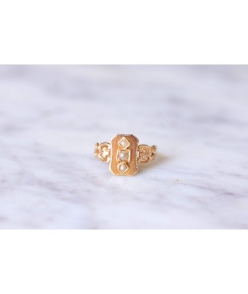 Bague marquise ancienne en or rose 18Kt et perles de pas cher