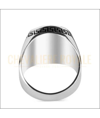 Chevalière homme argent pierre noir style classique intemporelle votre