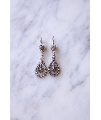 Boucles d'oreilles gouttes anciennes, en argent et diamants taille rose shop