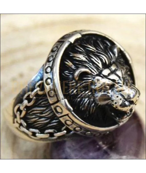 Chevalière homme argent design tête de lion courage et bravoure Fin de série