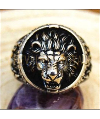 Chevalière homme argent design tête de lion courage et bravoure Fin de série