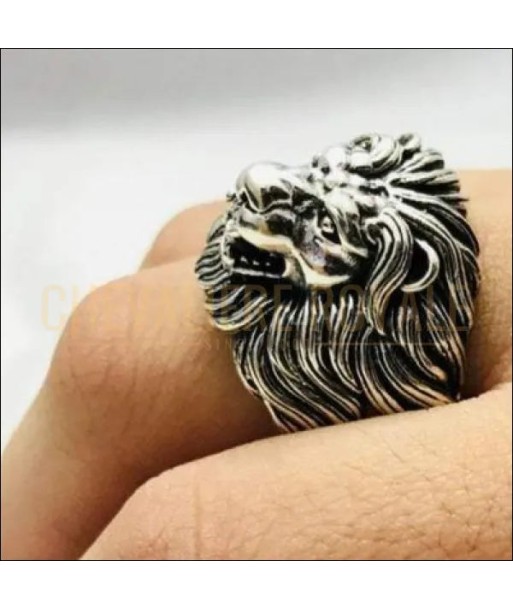 Chevalière pour homme en argent design tête de lion sur mesure destockage