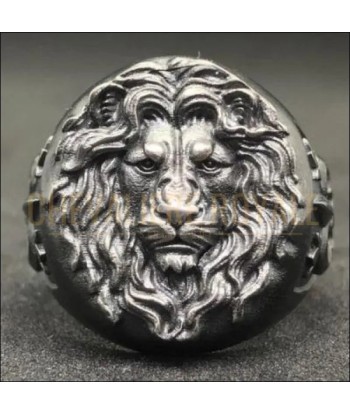 Chevalière homme en argent artisanale tête de lion faite à la main Fin de série