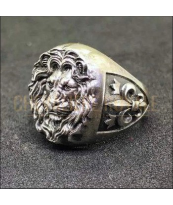 Chevalière homme en argent artisanale tête de lion faite à la main Fin de série