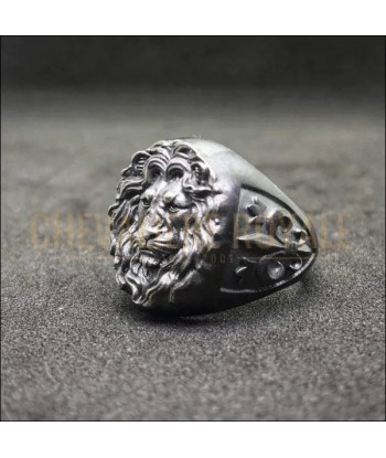 Chevalière homme en argent artisanale tête de lion faite à la main Fin de série