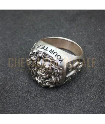 Chevalière homme en argent artisanale tête de lion faite à la main Fin de série