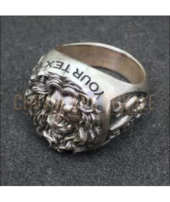 Chevalière homme en argent artisanale tête de lion faite à la main Fin de série