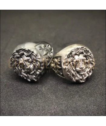 Chevalière homme en argent artisanale tête de lion faite à la main Fin de série