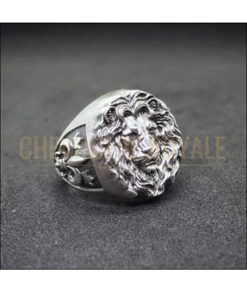 Chevalière homme en argent artisanale tête de lion faite à la main Fin de série