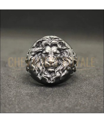 Chevalière homme en argent artisanale tête de lion faite à la main Fin de série