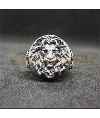 Chevalière homme en argent artisanale tête de lion faite à la main Fin de série