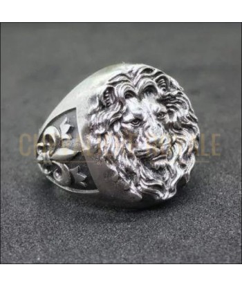 Chevalière homme en argent artisanale tête de lion faite à la main Fin de série