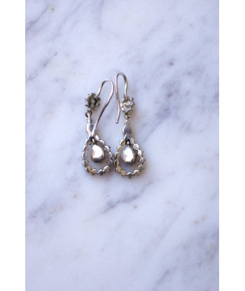 Boucles d'oreilles gouttes anciennes, en argent et diamants taille rose shop